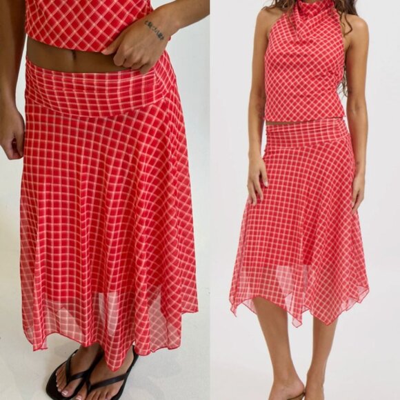 Revolve x Bronze Snake Red Patterned Midi Skirt - Picture 1 of 1